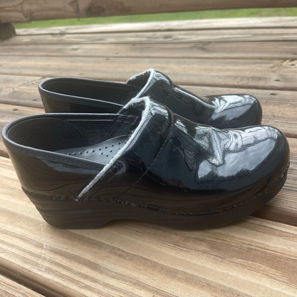 Dansko black patin leather